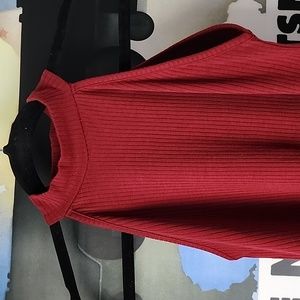 Red Sleeveless Mock Turtleneck